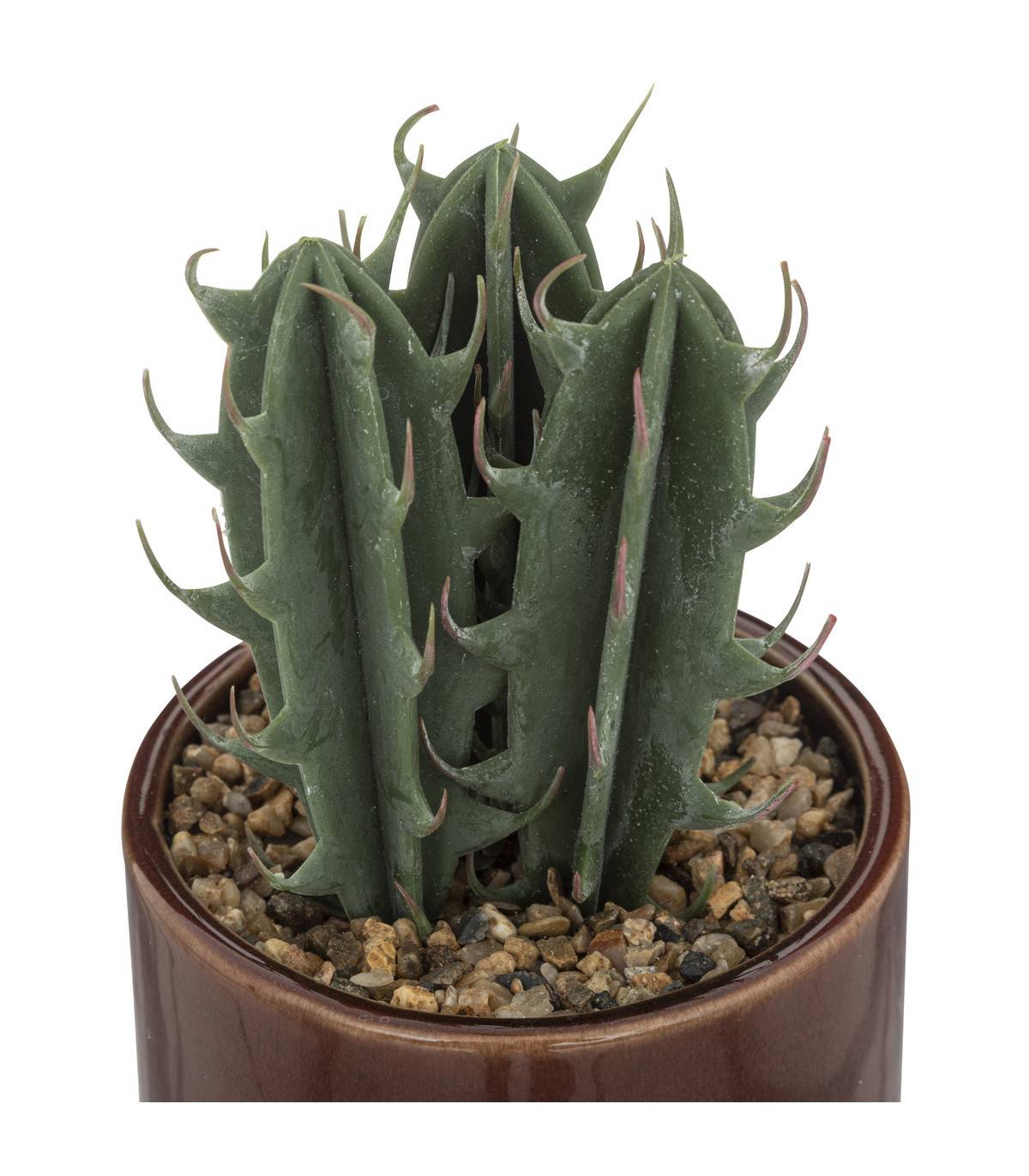 Atmosphera - Plante grasse artificielle Pot en céramique émaillée H 19 cm - Imagen 2