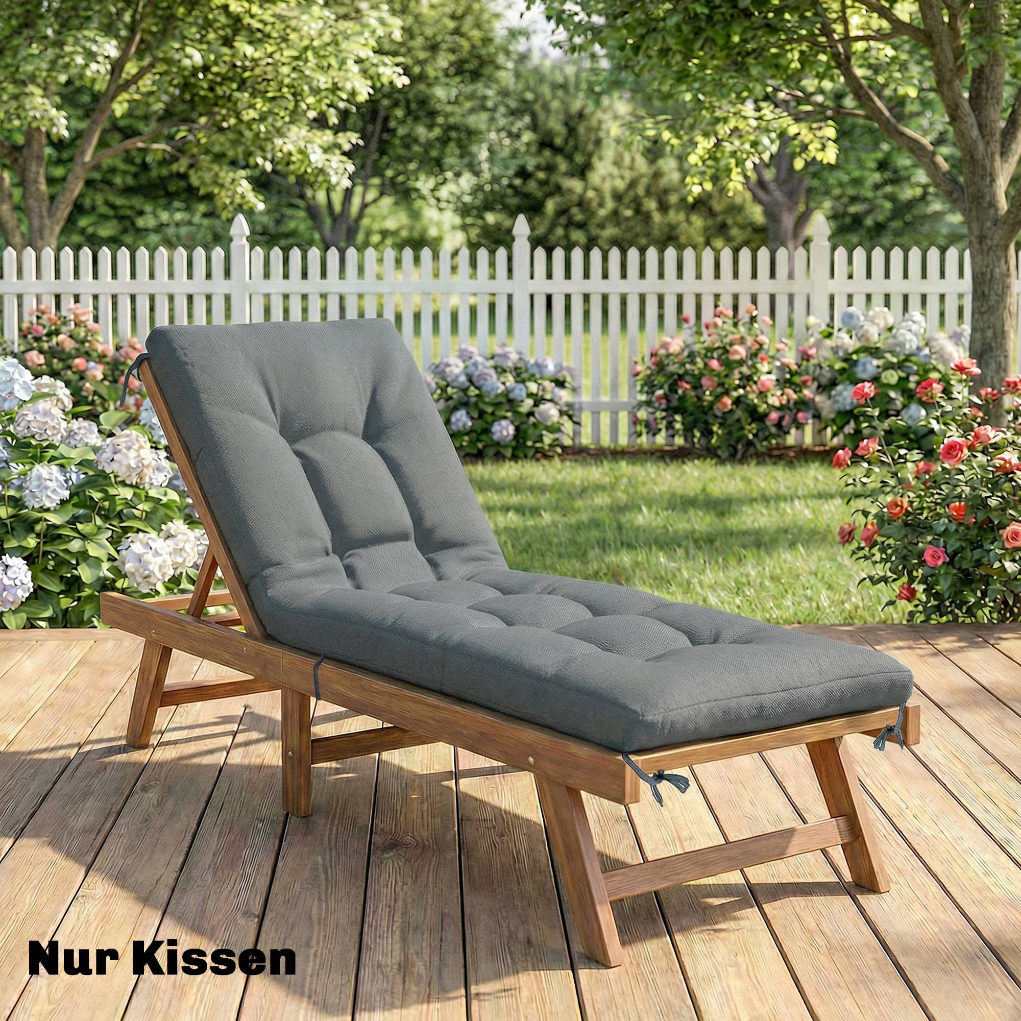 Coussin de palette amovible avec sangles de fixation, compatible avec la plupart des chaises longues, 198 x 65 x 13 cm, gris foncé - Image 10
