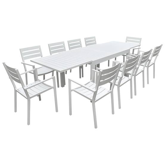 Happy Garden - Salon de jardin VENEZIA extensible 132/264 en aluminium blanc - 10 places - HAPPY GARDEN - Imagen 1
