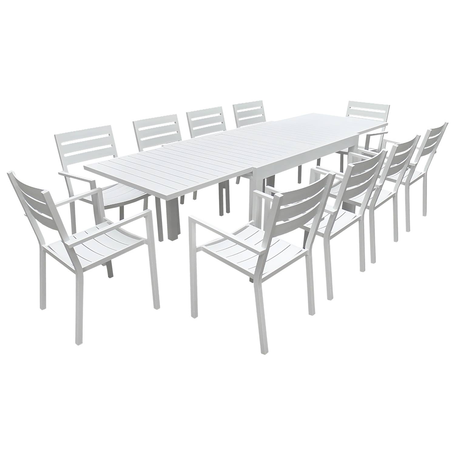 Happy Garden - Salon de jardin VENEZIA extensible 132/264 en aluminium blanc - 10 places - HAPPY GARDEN - Imagen 1