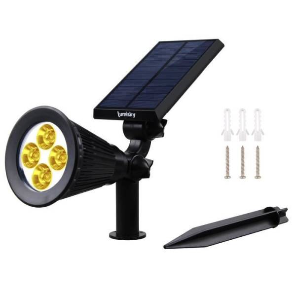Lot de 2 projecteurs solaires a LED Spiky - LUMI JARDIN - 200 Lumens - Blanc chaud - Etanche - 34 cm - Image 2