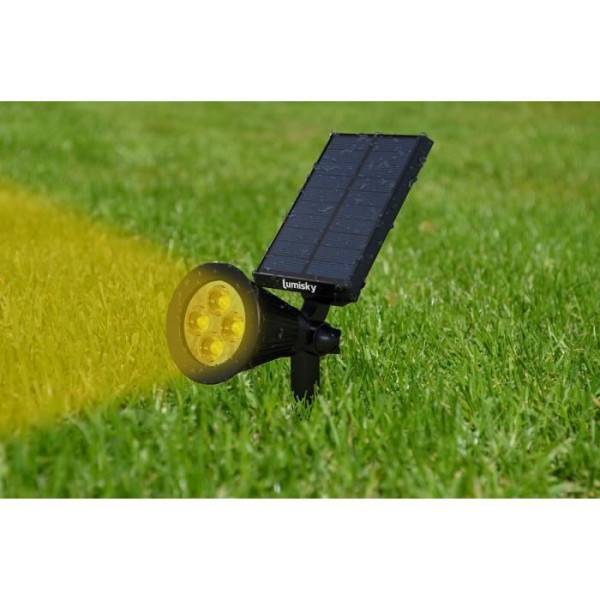 Lot de 2 projecteurs solaires a LED Spiky - LUMI JARDIN - 200 Lumens - Blanc chaud - Etanche - 34 cm - Image 3