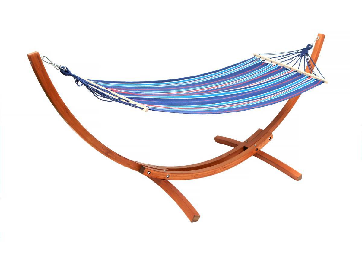 Habitat Et Jardin - Hamac Bois Avec Toile En Coton "dallas" - 3 M - Bleu Mélangé -habitat Et Jardin - Imagen 2