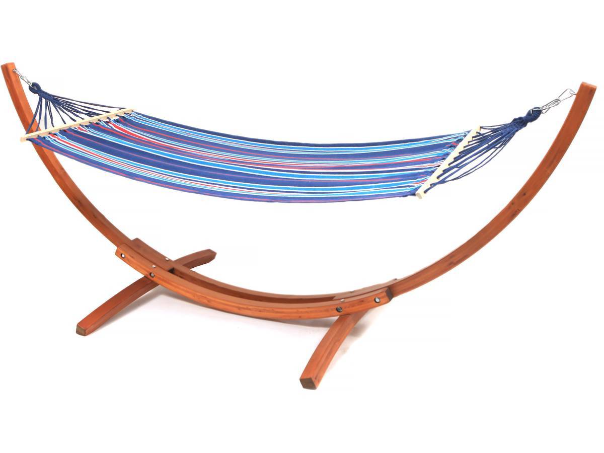 Habitat Et Jardin - Hamac Bois Avec Toile En Coton "dallas" - 3 M - Bleu Mélangé -habitat Et Jardin - Imagen 1