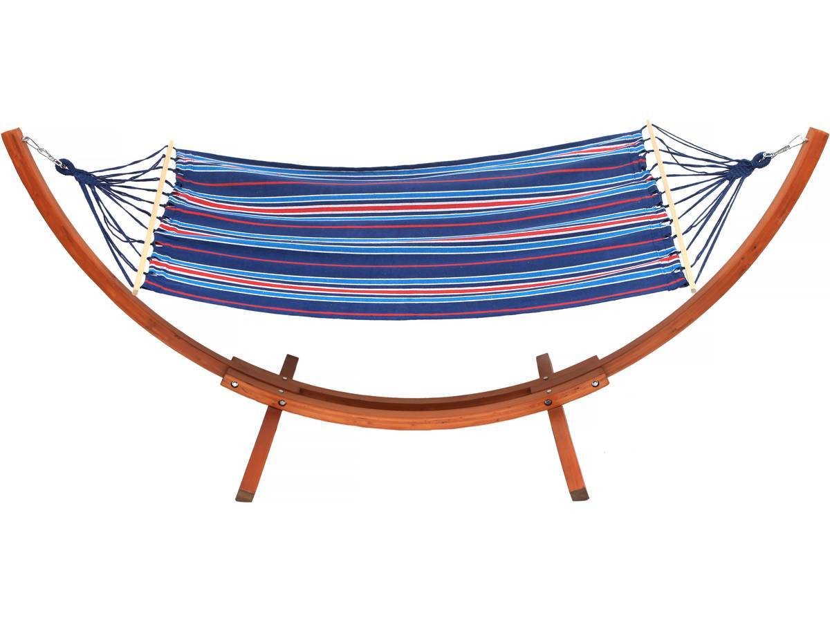 Habitat Et Jardin - Hamac Bois Avec Toile En Coton "dallas" - 3 M - Bleu Mélangé -habitat Et Jardin - Imagen 3