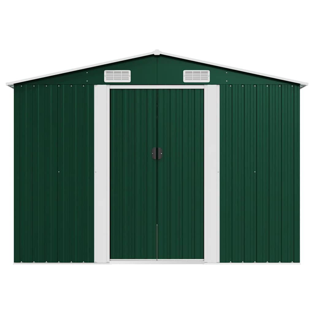 PANGIVO - Abri de jardin avec double porte coulissante - Acier galvanisé vert - 257x392x181 cm - Surface au sol 9,26m² - PANGIVO - Image 5