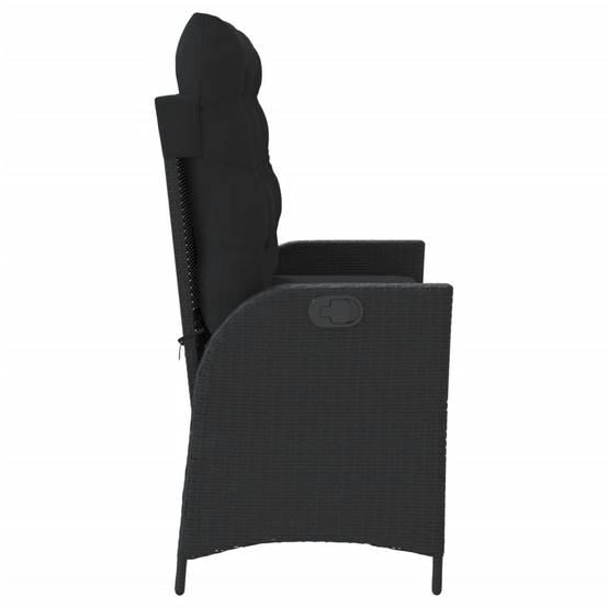 Banc inclinable de jardin | Banquette De Jardin | Banc Extérieur avec coussins noir résine tressée Maison Chic - Image 4