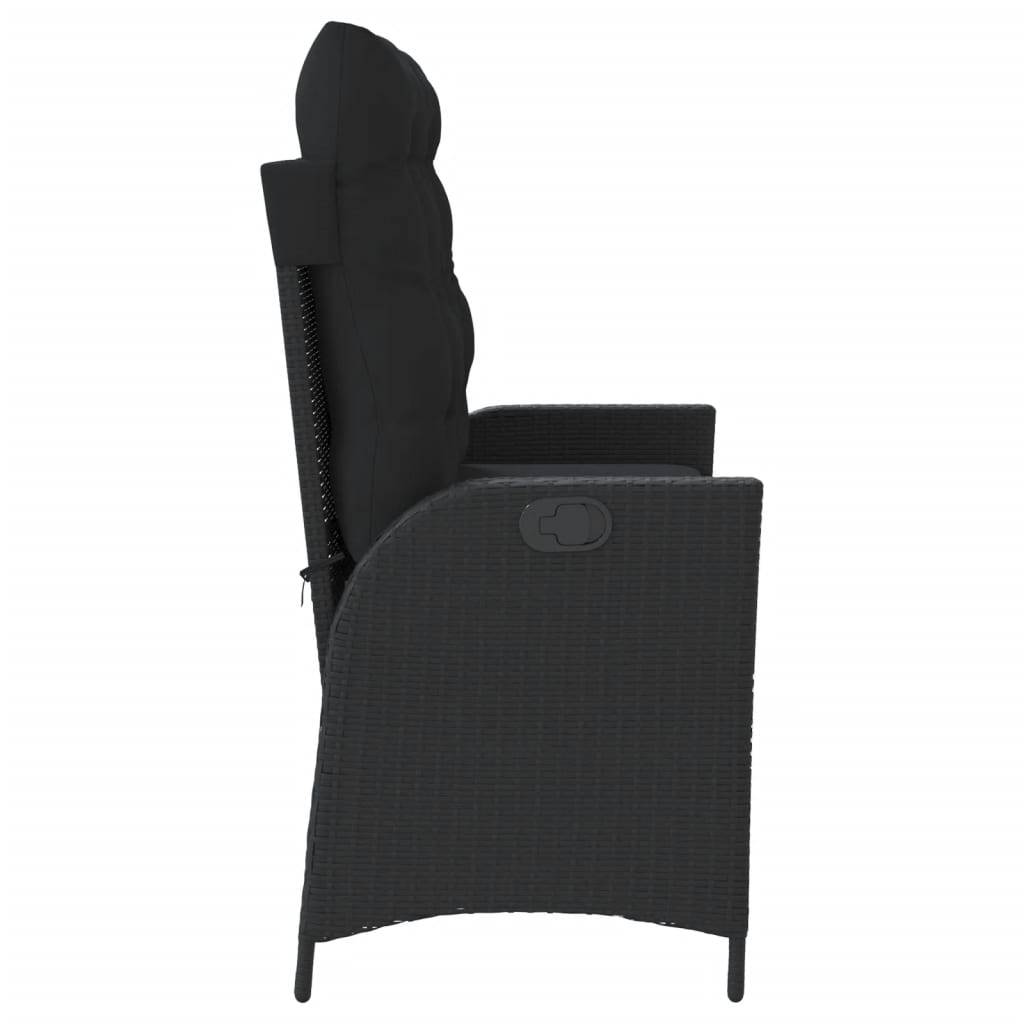 Banc inclinable de jardin | Banquette De Jardin | Banc Extérieur avec coussins noir résine tressée Maison Chic - Image 4
