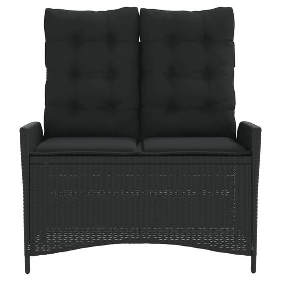 Banc inclinable de jardin | Banquette De Jardin | Banc Extérieur avec coussins noir résine tressée Maison Chic - Image 3