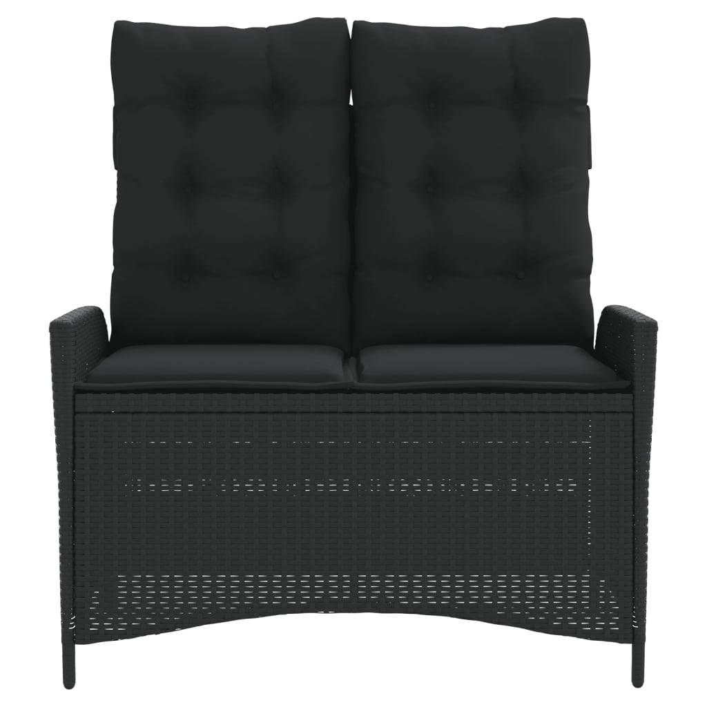 Banc inclinable de jardin | Banquette De Jardin | Banc Extérieur avec coussins noir résine tressée Maison Chic - Image 3