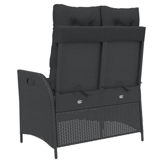 Banc inclinable de jardin | Banquette De Jardin | Banc Extérieur avec coussins noir résine tressée Maison Chic - Image 5