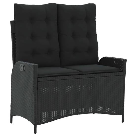 Banc inclinable de jardin | Banquette De Jardin | Banc Extérieur avec coussins noir résine tressée Maison Chic - Image 1