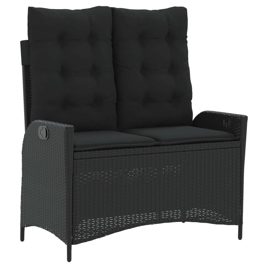 Banc inclinable de jardin | Banquette De Jardin | Banc Extérieur avec coussins noir résine tressée Maison Chic - Image 1