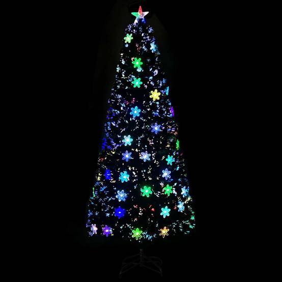 Sapin de Noël - Arbre de Noël et flocons de neige LED Noir 210 cm Fibre optique - Image 3