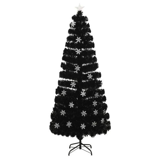 Sapin de Noël - Arbre de Noël et flocons de neige LED Noir 210 cm Fibre optique - Image 1