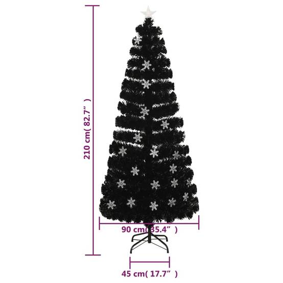 Sapin de Noël - Arbre de Noël et flocons de neige LED Noir 210 cm Fibre optique - Image 9