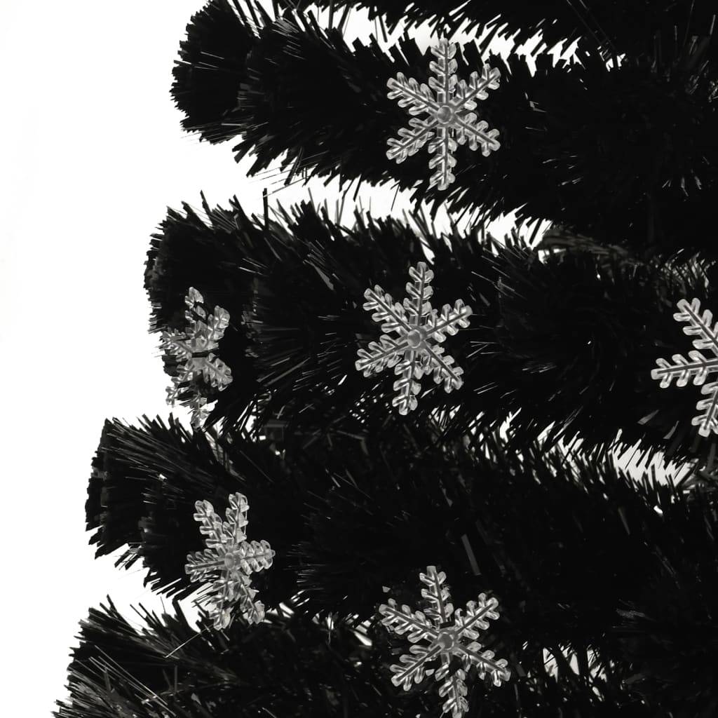 Sapin de Noël - Arbre de Noël et flocons de neige LED Noir 210 cm Fibre optique - Image 6