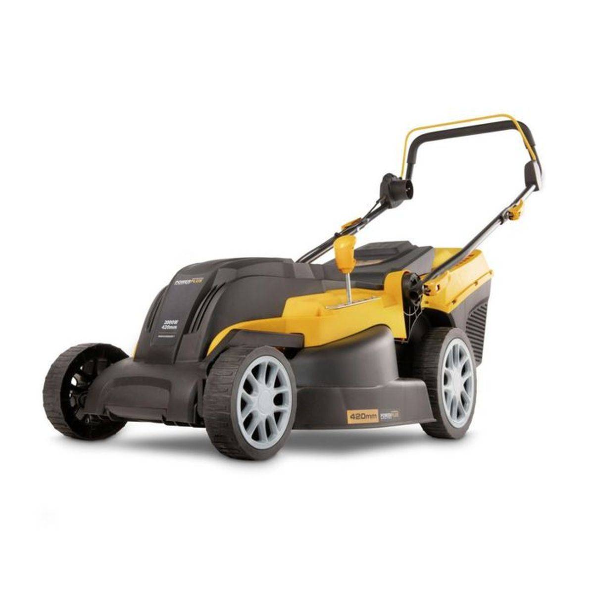 Tondeuse électrique 2000 W 42 cm mulching et éjection arrière, bac 40 L, réglage hauteur 25 à 80 mm - Powerplus - Image 1
