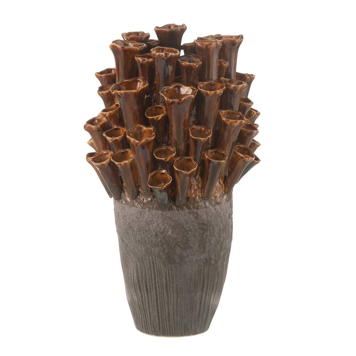 J-Line - Vase en Porcelaine "Anémone" 46cm Marron