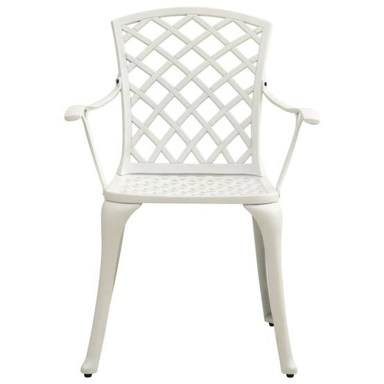 Helloshop26 - Ensemble de bistro jardin meuble extérieur terrasse 3 pièces aluminium coulé blanc - Imagen 4