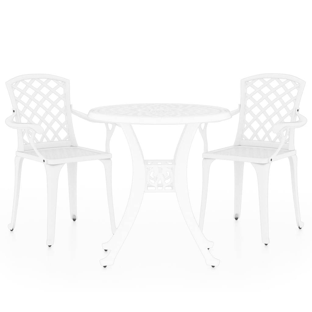 Helloshop26 - Ensemble de bistro jardin meuble extérieur terrasse 3 pièces aluminium coulé blanc - Imagen 1