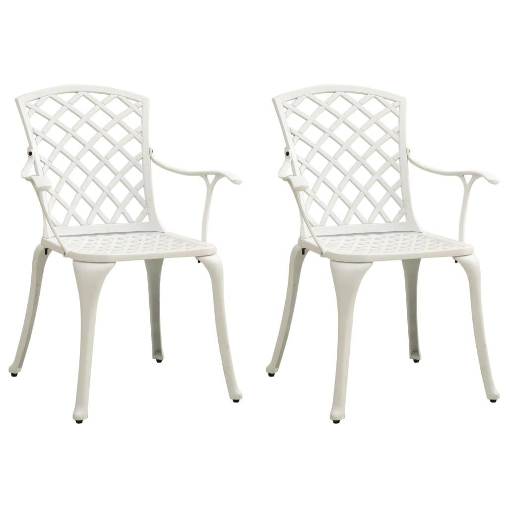 Helloshop26 - Ensemble de bistro jardin meuble extérieur terrasse 3 pièces aluminium coulé blanc - Imagen 2