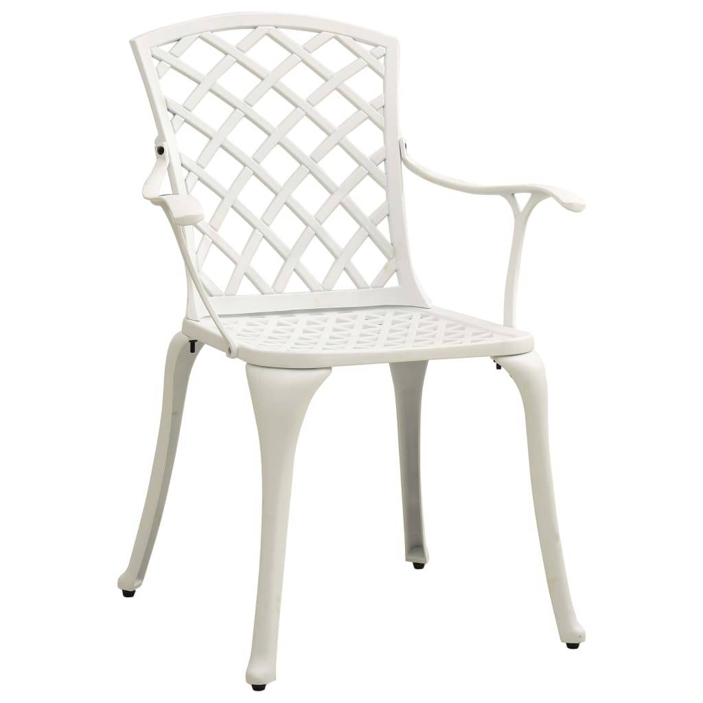 Helloshop26 - Ensemble de bistro jardin meuble extérieur terrasse 3 pièces aluminium coulé blanc - Imagen 3