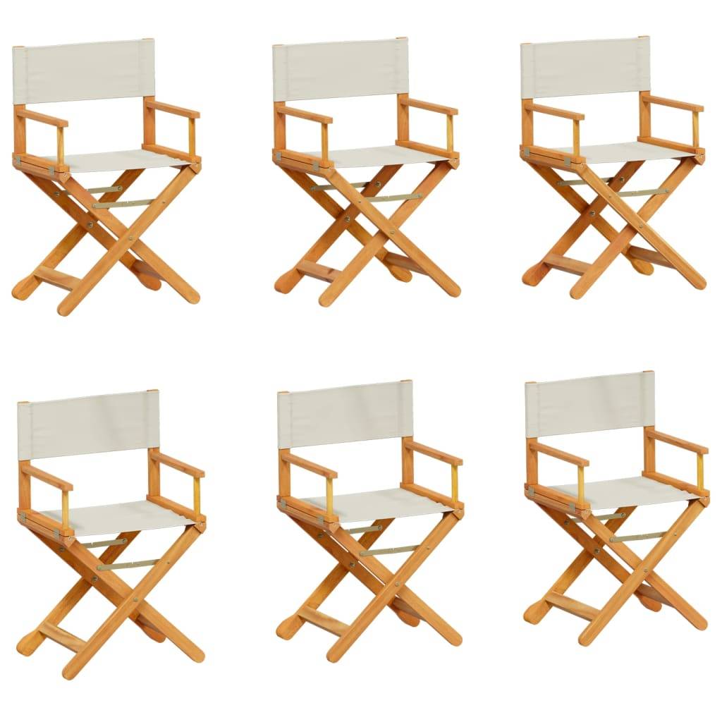 Lot de 6 Chaises de jardin pliables - Chaises d'extérieur - Chaise pliante de jardin blanc crème tissu - Image 1