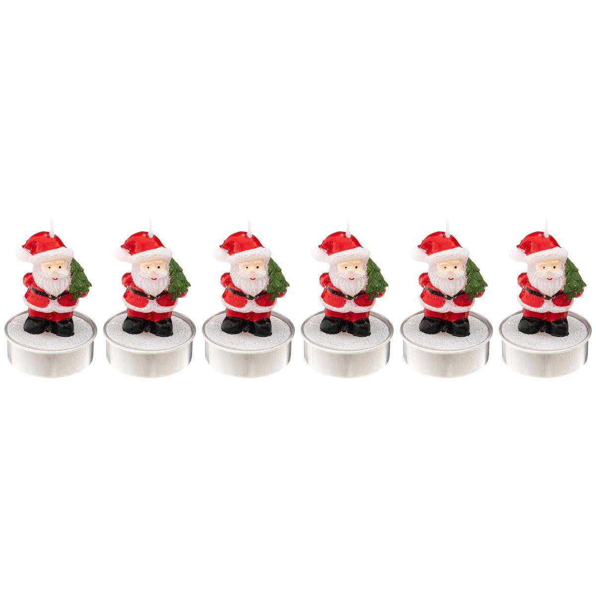 Lot de 6 Bougies chauffe plat Père Noël H 6 cm - Image 1