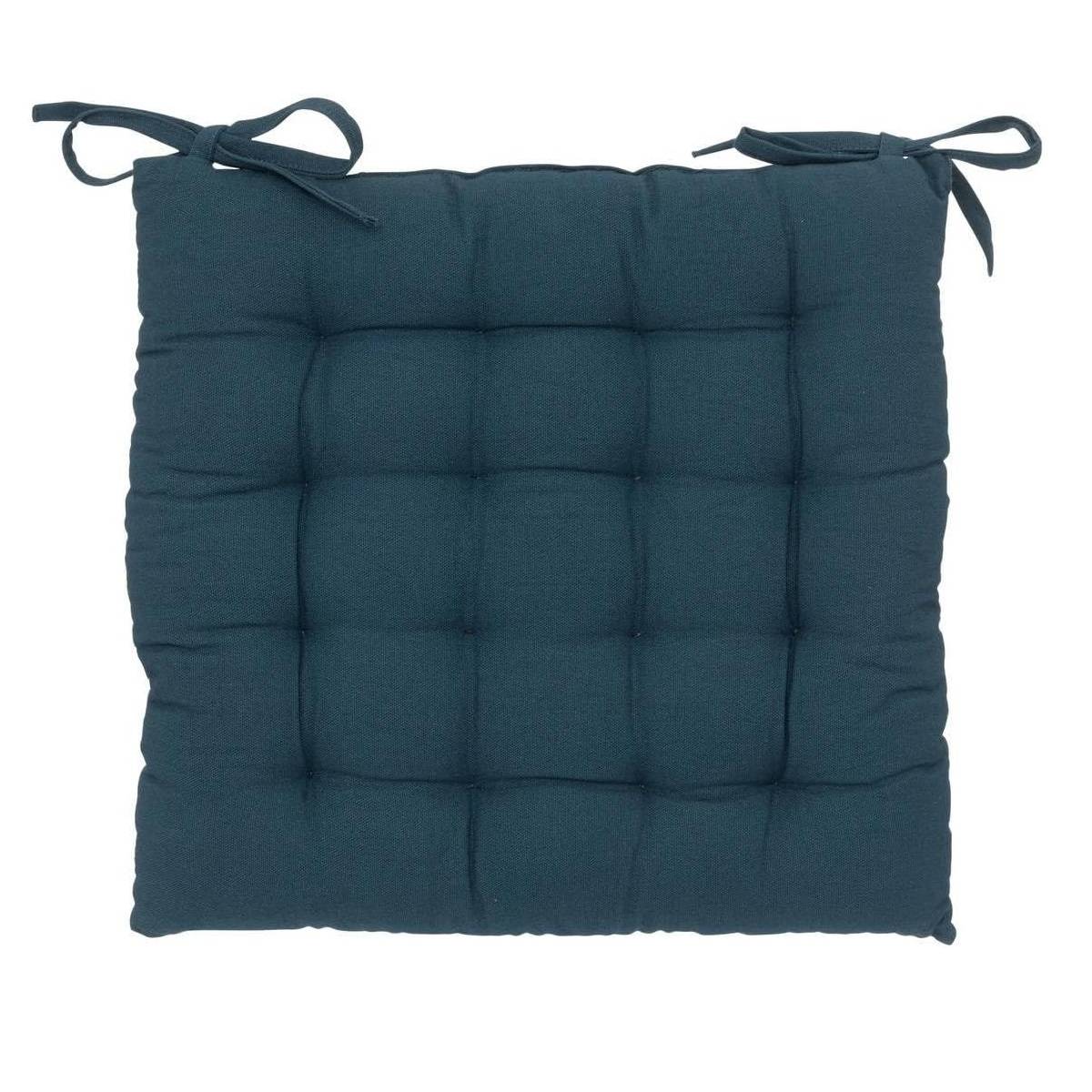 Assise de chaise matelassée coton 38 x 38 cm bleu - Image 1