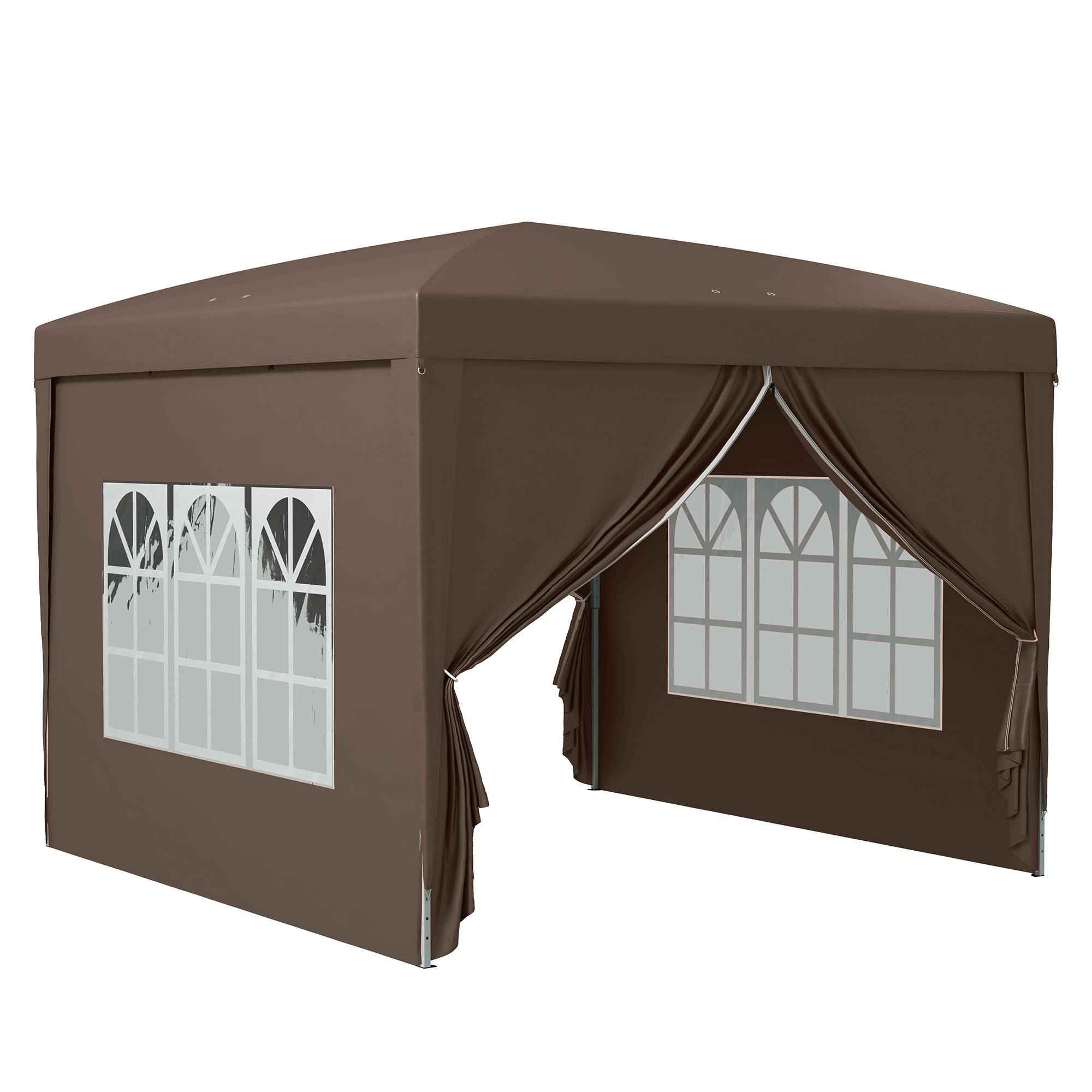 ComfortXL - Tonnelle Pliante 3x3m Toile Polyester Jardin Camping 4 Parois Amovibles Café - ComfortXL Outdoor Living - Image 2
