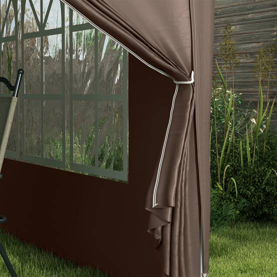 ComfortXL - Tonnelle Pliante 3x3m Toile Polyester Jardin Camping 4 Parois Amovibles Café - ComfortXL Outdoor Living - Image 7