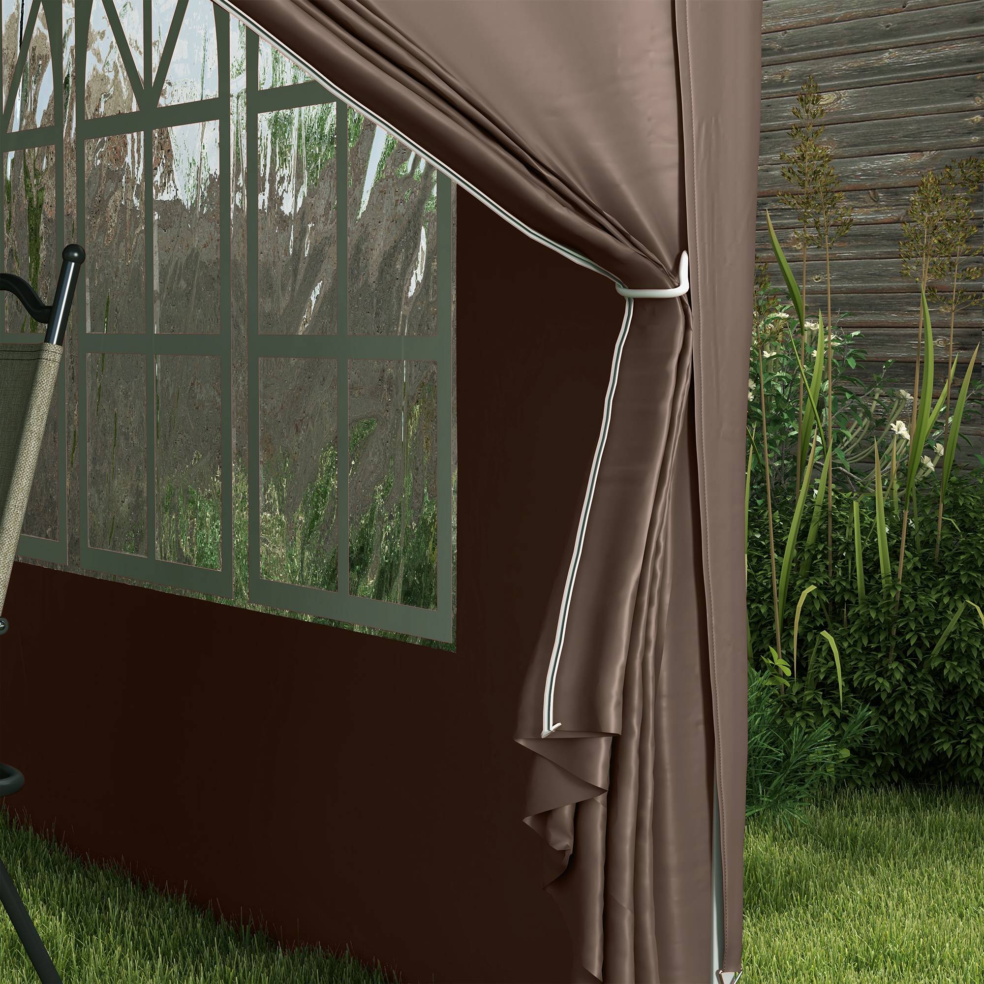 ComfortXL - Tonnelle Pliante 3x3m Toile Polyester Jardin Camping 4 Parois Amovibles Café - ComfortXL Outdoor Living - Image 7