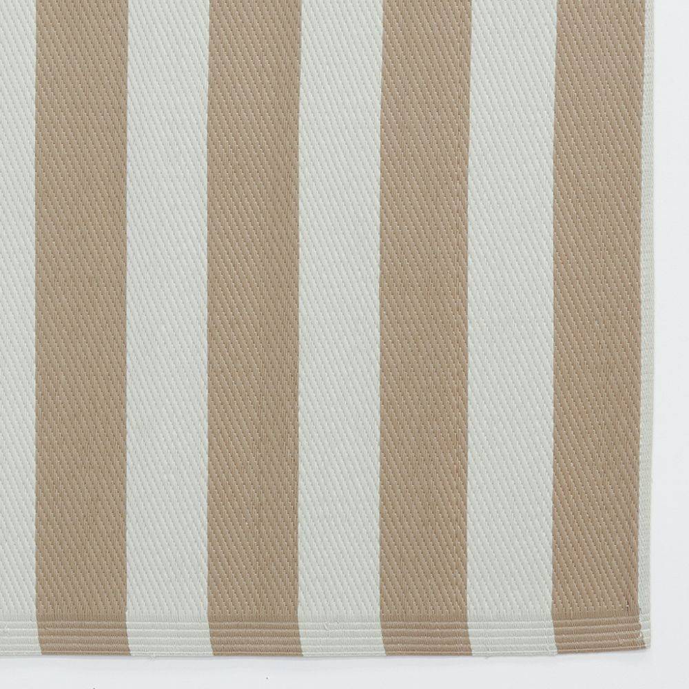 Aubry Gaspard - Tapis d'extérieur en polypropylène 120 x 180 cm Rayures - Beige - Imagen 3
