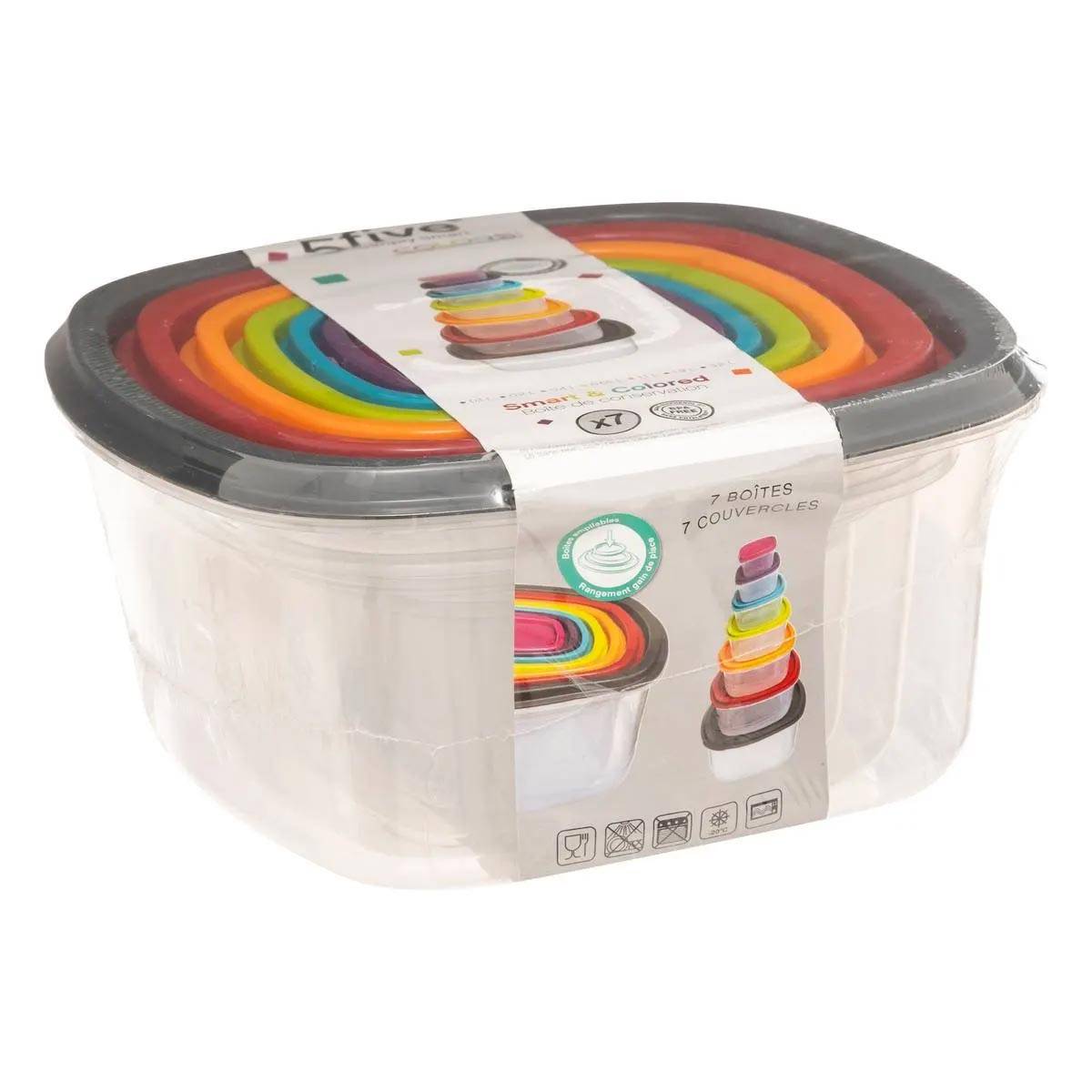 Lot de 7 Boîtes de Conservation "Colours" 22cm Multicolore - Image 9