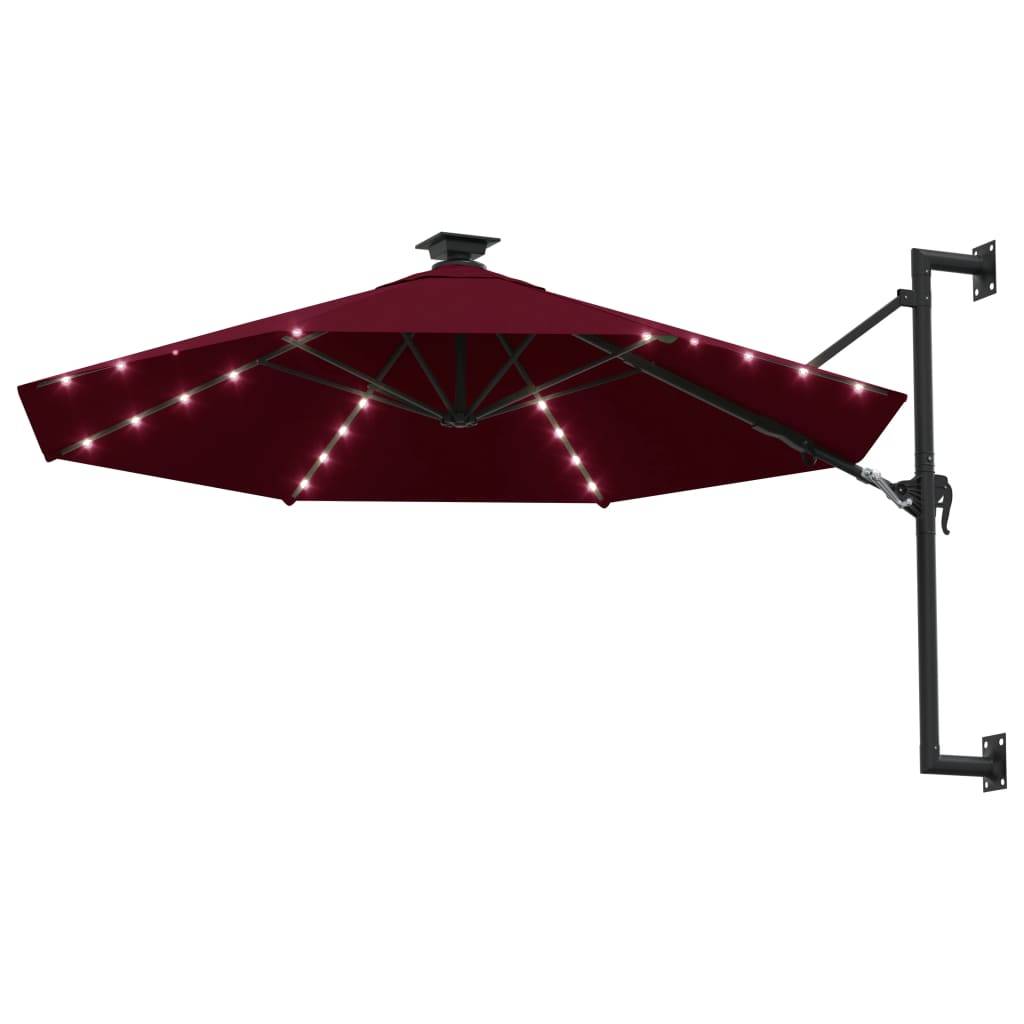 Helloshop26 - Parasol mural avec mât métallique et led 300 cm bordeaux - Imagen 2