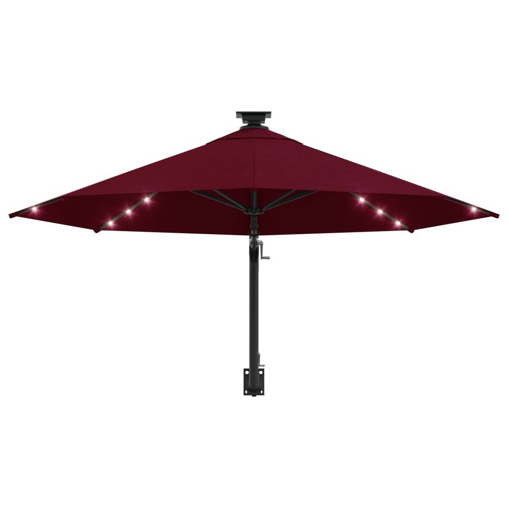 Helloshop26 - Parasol mural avec mât métallique et led 300 cm bordeaux - Imagen 4