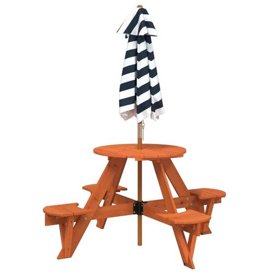 Table de pique-nique pour 4 enfants avec parasol rond sapin 120 x 57 cm, Poids :10.56kg - PANGIVO - Image 6
