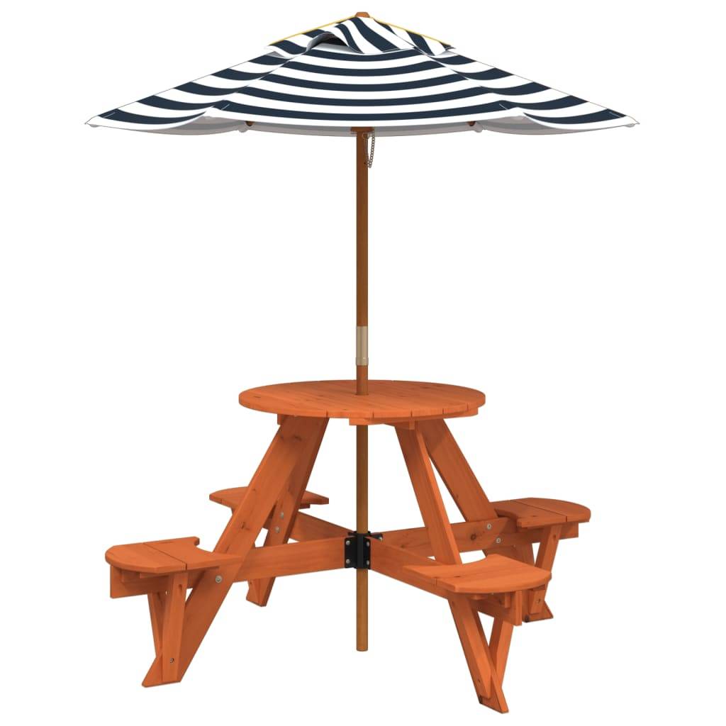 Table de pique-nique pour 4 enfants avec parasol rond sapin 120 x 57 cm, Poids :10.56kg - PANGIVO - Image 2