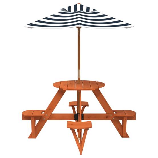 Table de pique-nique pour 4 enfants avec parasol rond sapin 120 x 57 cm, Poids :10.56kg - PANGIVO - Image 3