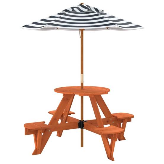 Table de pique-nique pour 4 enfants avec parasol rond sapin 120 x 57 cm, Poids :10.56kg - PANGIVO - Image 5
