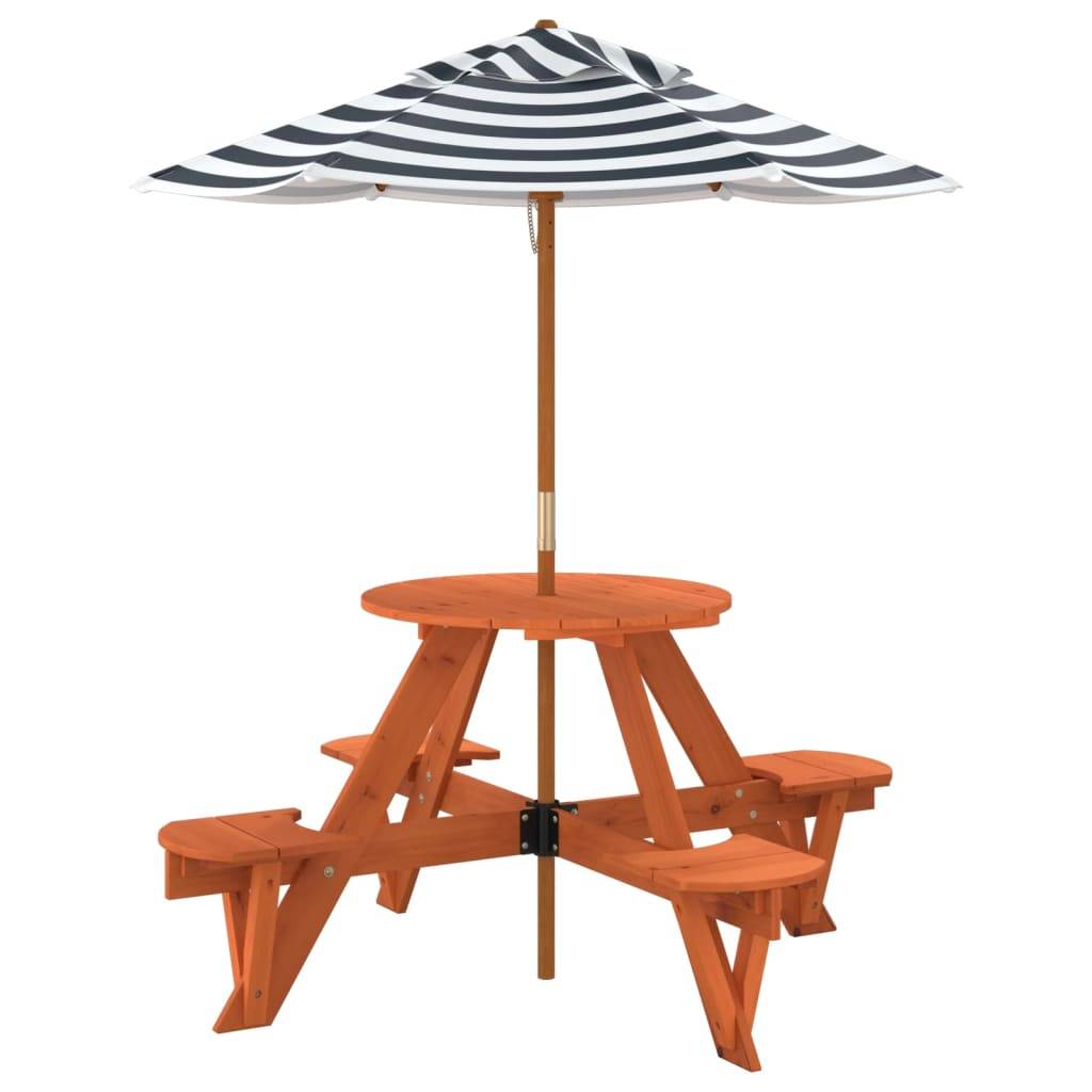 Table de pique-nique pour 4 enfants avec parasol rond sapin 120 x 57 cm, Poids :10.56kg - PANGIVO - Image 5