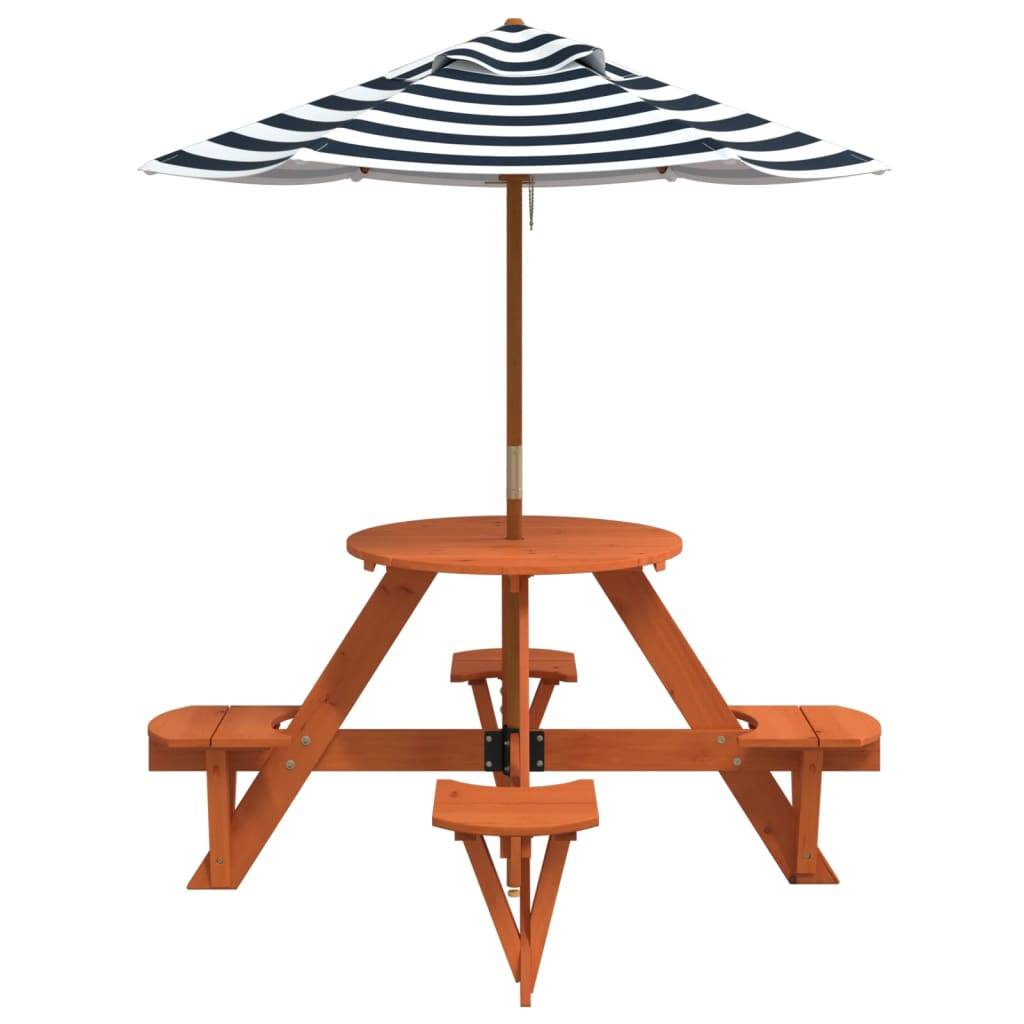 Table de pique-nique pour 4 enfants avec parasol rond sapin 120 x 57 cm, Poids :10.56kg - PANGIVO - Image 4