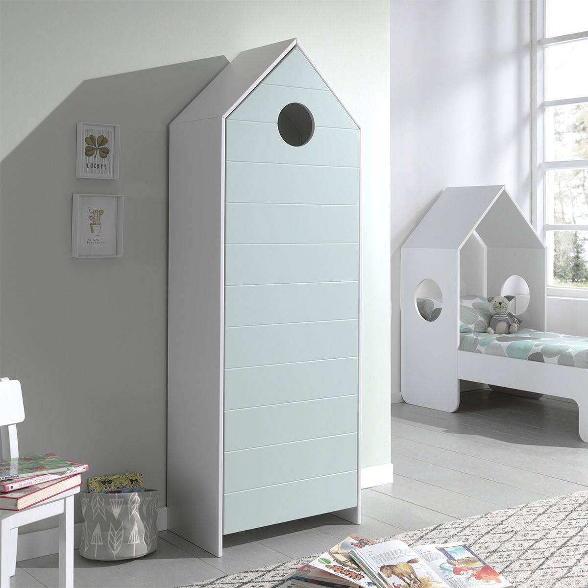 Armoire Cabane de Plage Vert Menthe 1 Porte - HAVRE - Image 2