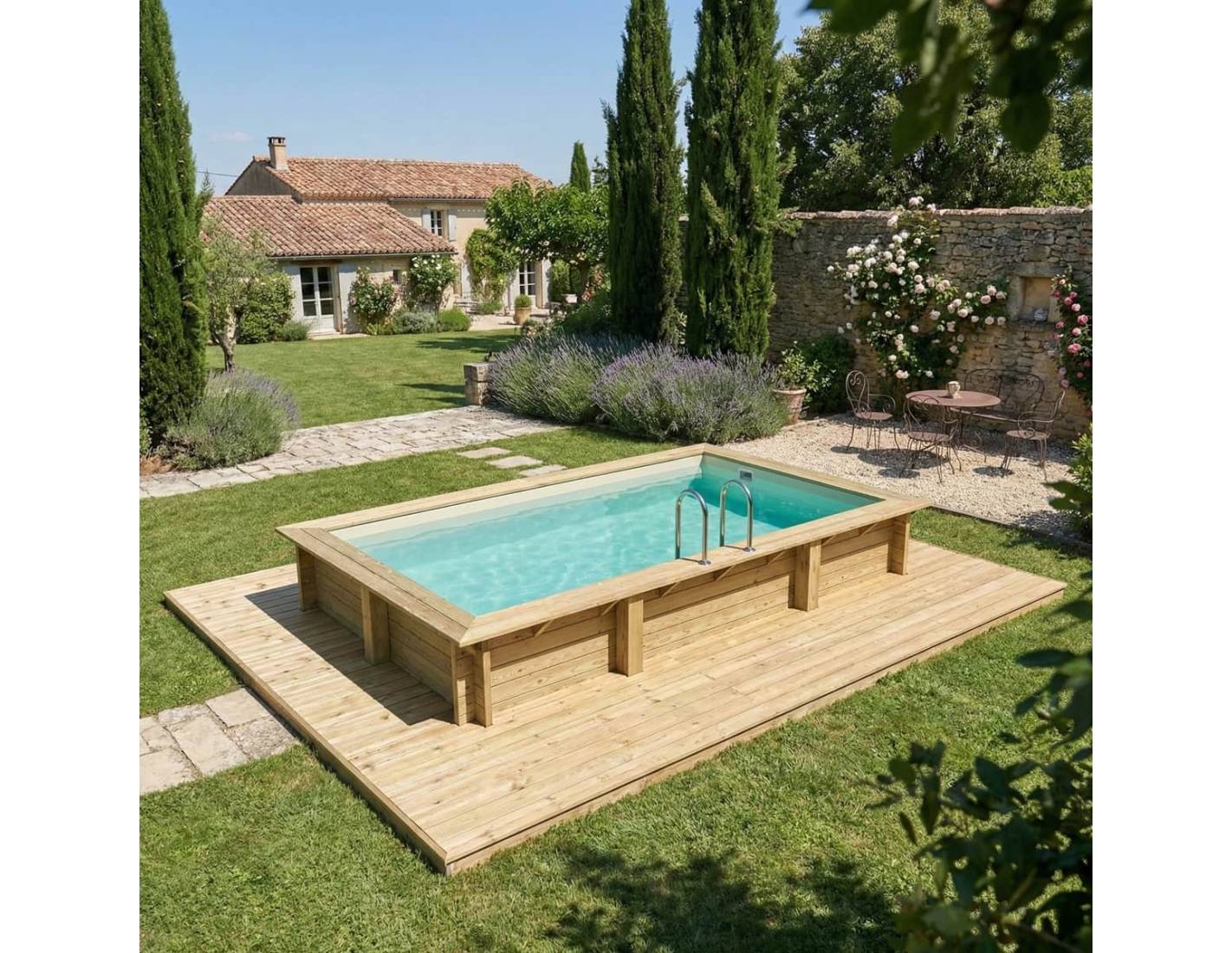 Altanka - Piscine hors sol en bois AQUA 4.65 x 2.85 - H.1.24 m, sable, fixations à sceller - BAS7306OSPI3 - ALTANKA - Image 3
