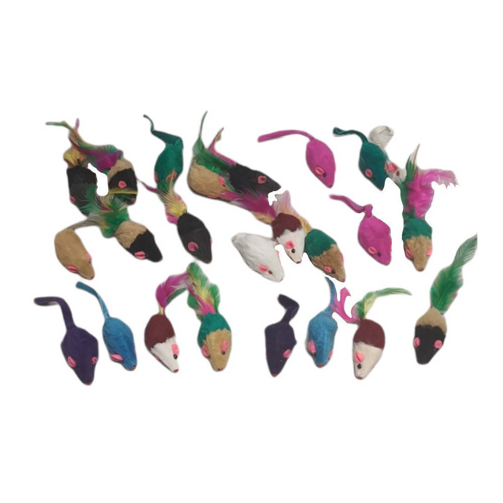 animallparadise - 24  souris en fourrure. jouet pour chat. multi couleur . - Imagen 2