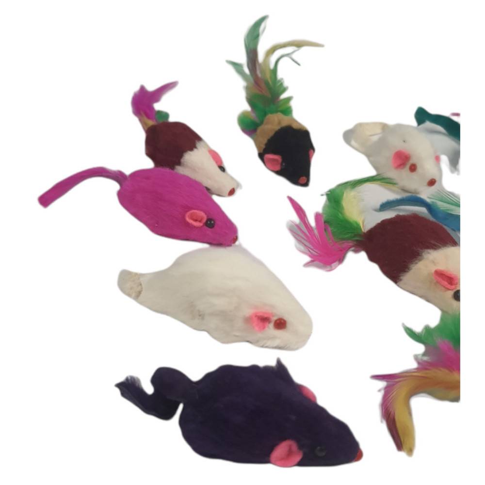 animallparadise - 24  souris en fourrure. jouet pour chat. multi couleur . - Imagen 7