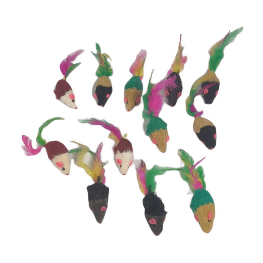 animallparadise - 24  souris en fourrure. jouet pour chat. multi couleur . - Imagen 6