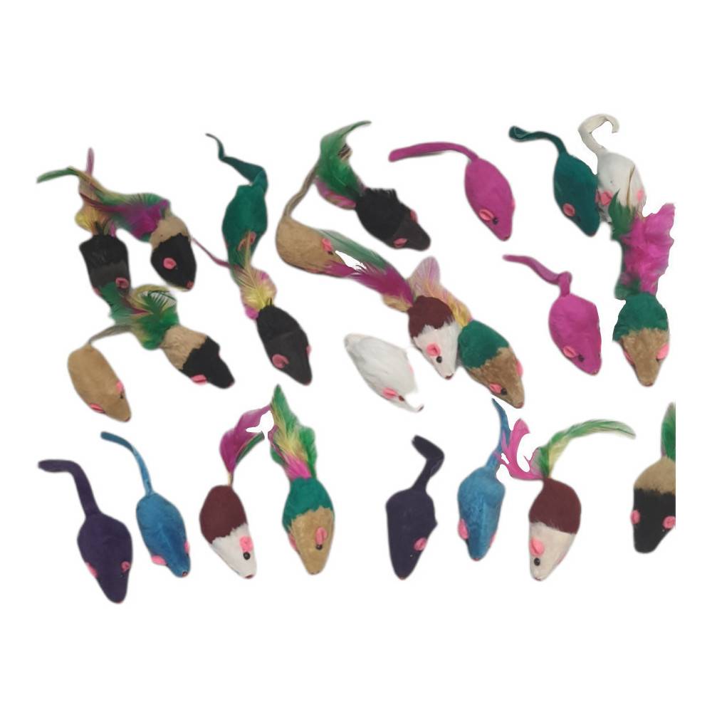 animallparadise - 24  souris en fourrure. jouet pour chat. multi couleur . - Imagen 1