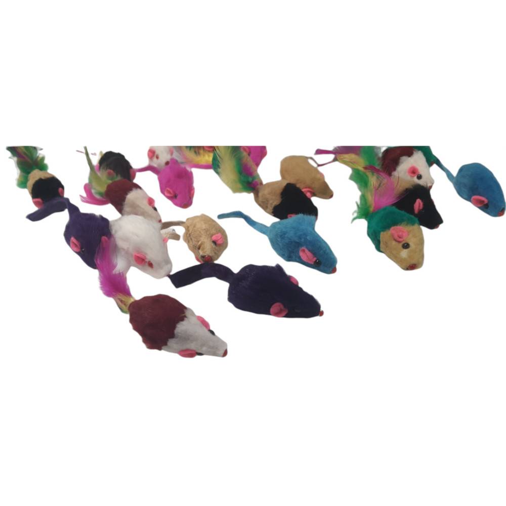 animallparadise - 24  souris en fourrure. jouet pour chat. multi couleur . - Imagen 3
